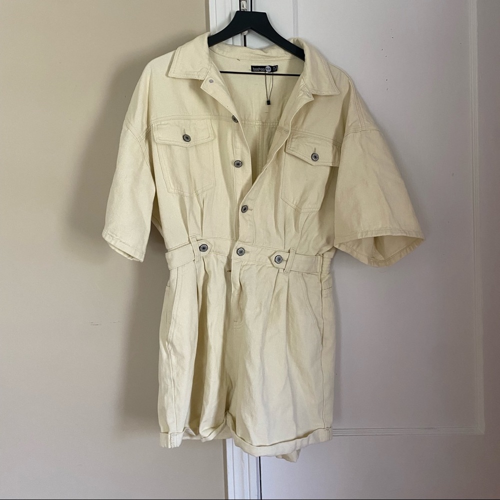 Cream lightweight denim romper!